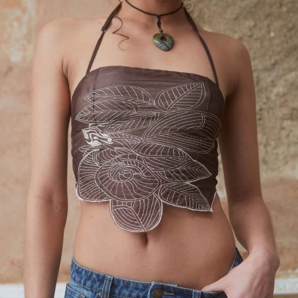 Jaded London | Rebirth Halter Mesh Corset Top Embroidered US 12 Brown - Picture 2 of 12